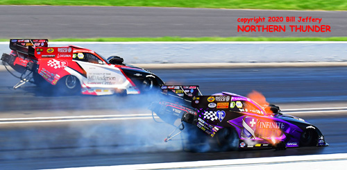 (near lane) Jack Beckman vs (far lane) Tommy Johnson Jr.